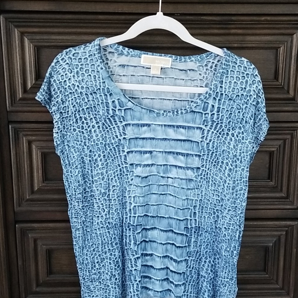 Michael Kors blue snakeskin blouse